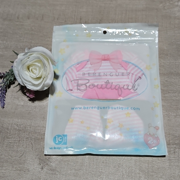 Berenguer Boutique Other - Berenguer Boutique Baby Doll Outfit with Pink Stripes & Cap Fits 12-16in Dolls